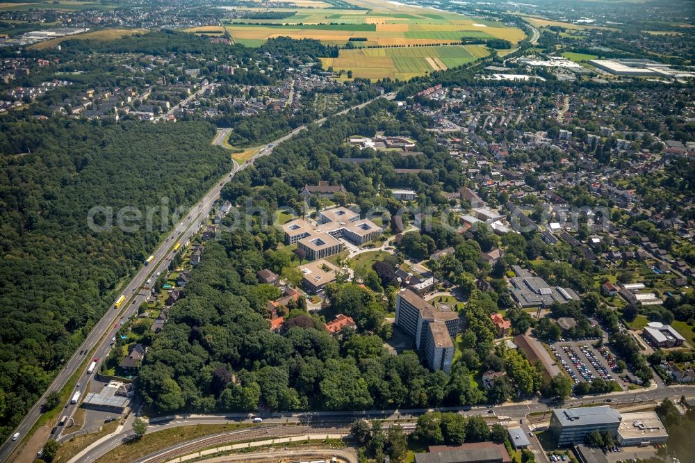 Dortmund from the bird's eye view: New extension to the hospital grounds LWL-Klinik Dortmund fuer Psychiatrie, Psychotherapie und Psychosomatik in the district Aplerbeck in Dortmund in the state North Rhine-Westphalia