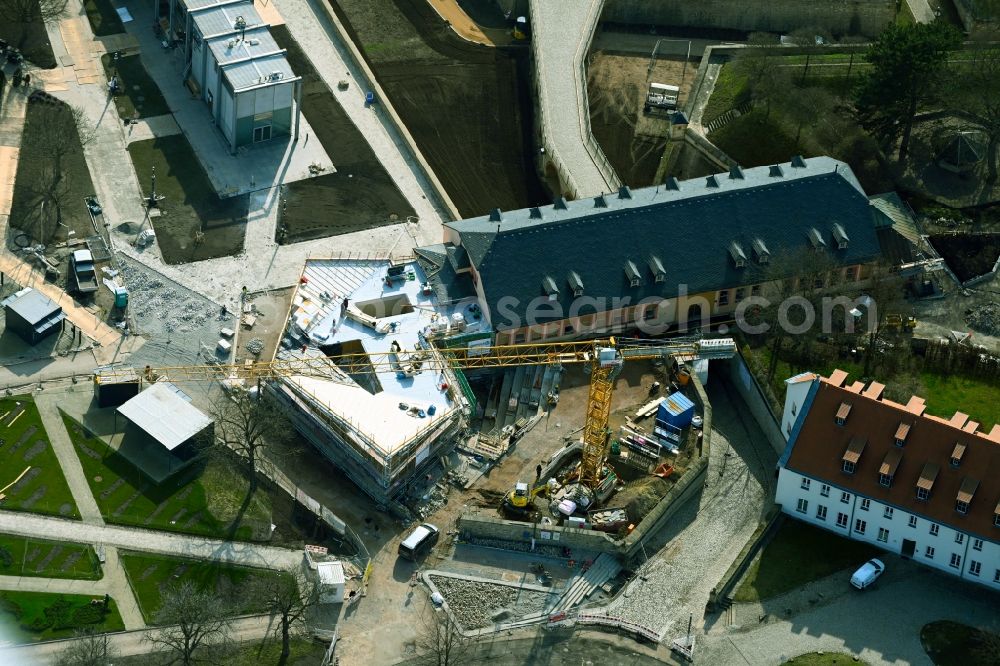 Aerial image Erfurt - Extension building site for a building extension on Zitadelle am Petersberg Entree am egapark in the district Altstadt in Erfurt in the state Thuringia, Germany