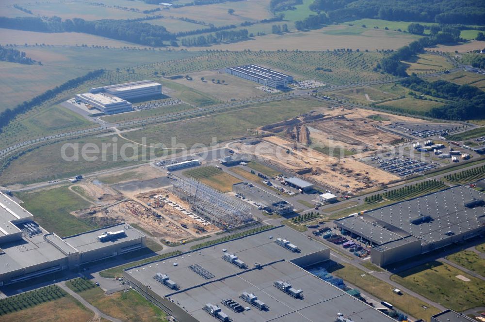 Aerial image Leipzig - Blick auf den Ausbau des Leipziger BMW- Werkes für die Produktion von Elektroautos. Bayerische Motoren Werke / BMW AG Motorrad Werk Leipzig an der BMW Allee 1 in Sachsen. BMW Motorcycle Plant Leipzig in Saxony.