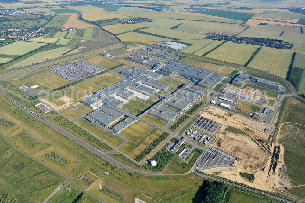 Aerial photograph Leipzig - Blick auf den Ausbau des Leipziger BMW- Werkes für die Produktion von Elektroautos. Bayerische Motoren Werke / BMW AG Motorrad Werk Leipzig an der BMW Allee 1 in Sachsen. BMW Motorcycle Plant Leipzig in Saxony.