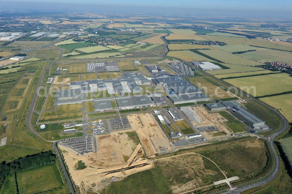 Aerial image Leipzig - Blick auf den Ausbau des Leipziger BMW- Werkes für die Produktion von Elektroautos. Bayerische Motoren Werke / BMW AG Motorrad Werk Leipzig an der BMW Allee 1 in Sachsen. BMW Motorcycle Plant Leipzig in Saxony.