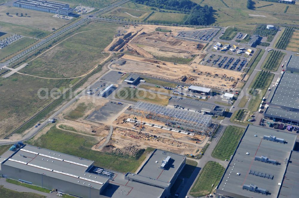 Aerial photograph Leipzig - Blick auf den Ausbau des Leipziger BMW- Werkes für die Produktion von Elektroautos. Bayerische Motoren Werke / BMW AG Motorrad Werk Leipzig an der BMW Allee 1 in Sachsen. BMW Motorcycle Plant Leipzig in Saxony.