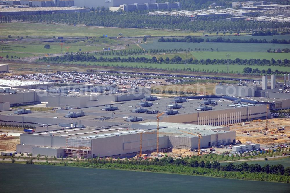 Aerial image Leipzig - Blick auf den Ausbau des Leipziger BMW- Werkes für die Produktion von Elektroautos. Bayerische Motoren Werke / BMW AG Motorrad Werk Leipzig an der BMW Allee 1 in Sachsen. BMW Motorcycle Plant Leipzig in Saxony.