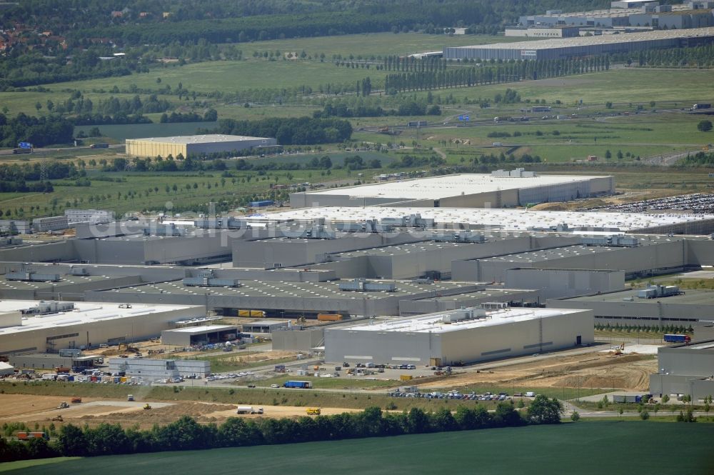 Aerial photograph Leipzig - Blick auf den Ausbau des Leipziger BMW- Werkes für die Produktion von Elektroautos. Bayerische Motoren Werke / BMW AG Motorrad Werk Leipzig an der BMW Allee 1 in Sachsen. BMW Motorcycle Plant Leipzig in Saxony.