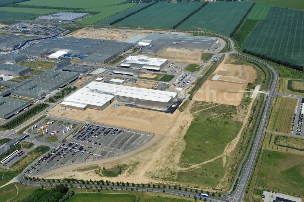 Aerial photograph Leipzig - Blick auf den Ausbau des Leipziger BMW- Werkes für die Produktion von Elektroautos. Bayerische Motoren Werke / BMW AG Motorrad Werk Leipzig an der BMW Allee 1 in Sachsen. BMW Motorcycle Plant Leipzig in Saxony.