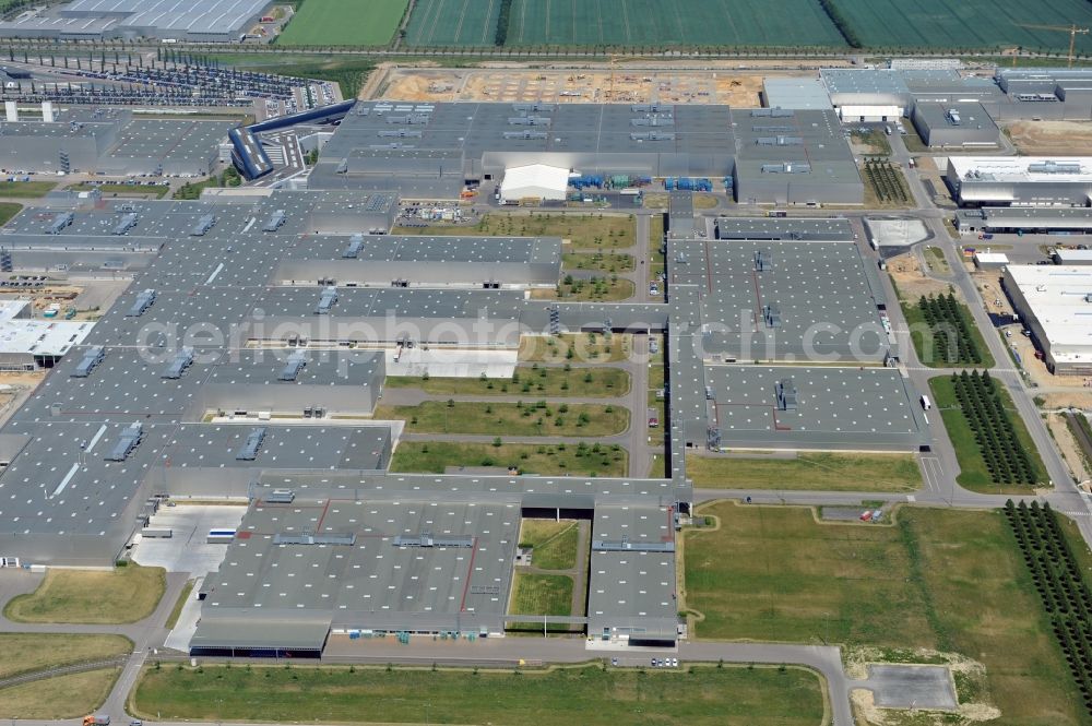 Aerial image Leipzig - Blick auf den Ausbau des Leipziger BMW- Werkes für die Produktion von Elektroautos. Bayerische Motoren Werke / BMW AG Motorrad Werk Leipzig an der BMW Allee 1 in Sachsen. BMW Motorcycle Plant Leipzig in Saxony.