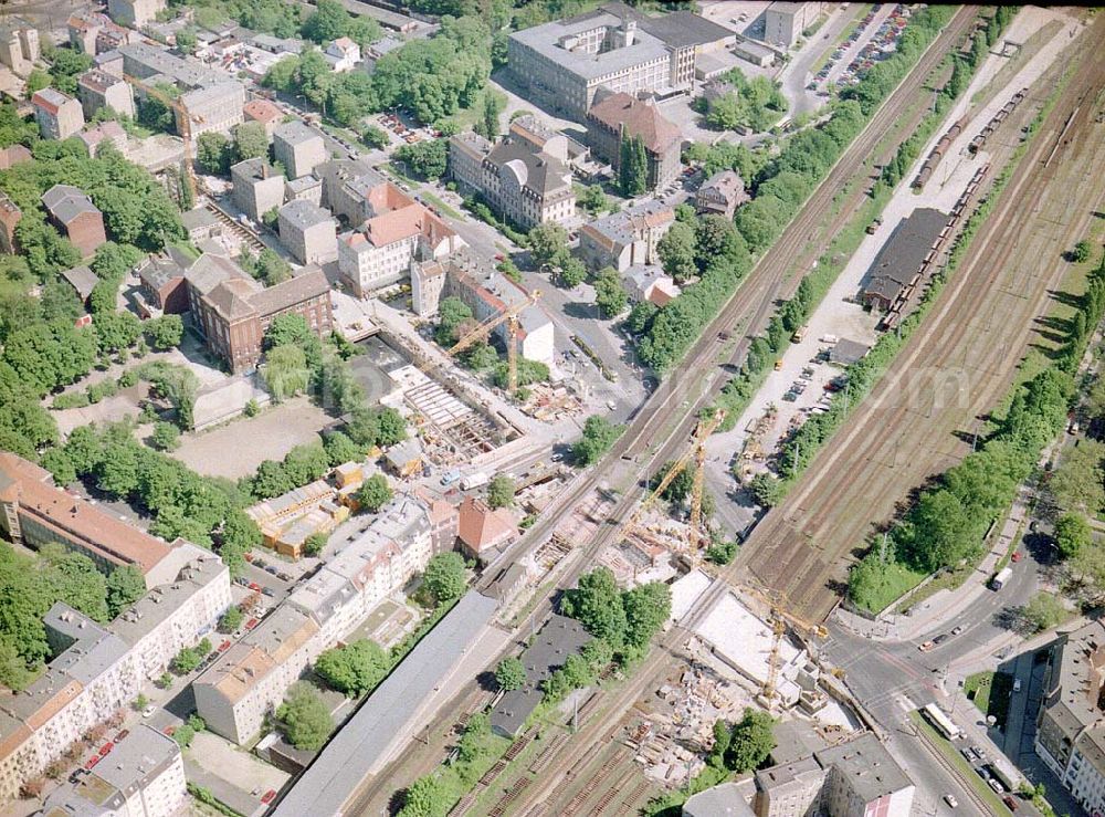 Aerial image Berlin - Pankow - Erweiterungsbau der U-Bahnlinie nach Berlin-Pankow am S-Bahnhof Pankow.