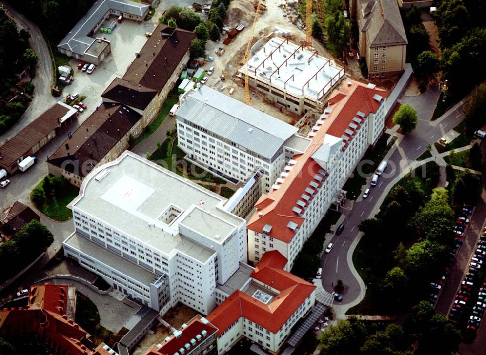 Aerial photograph Aue / Vogtland - Erweiterungsbau am HELIOS Klinikum Aue (03771) 721323, Gartenstr. 6, 08280 Aue.