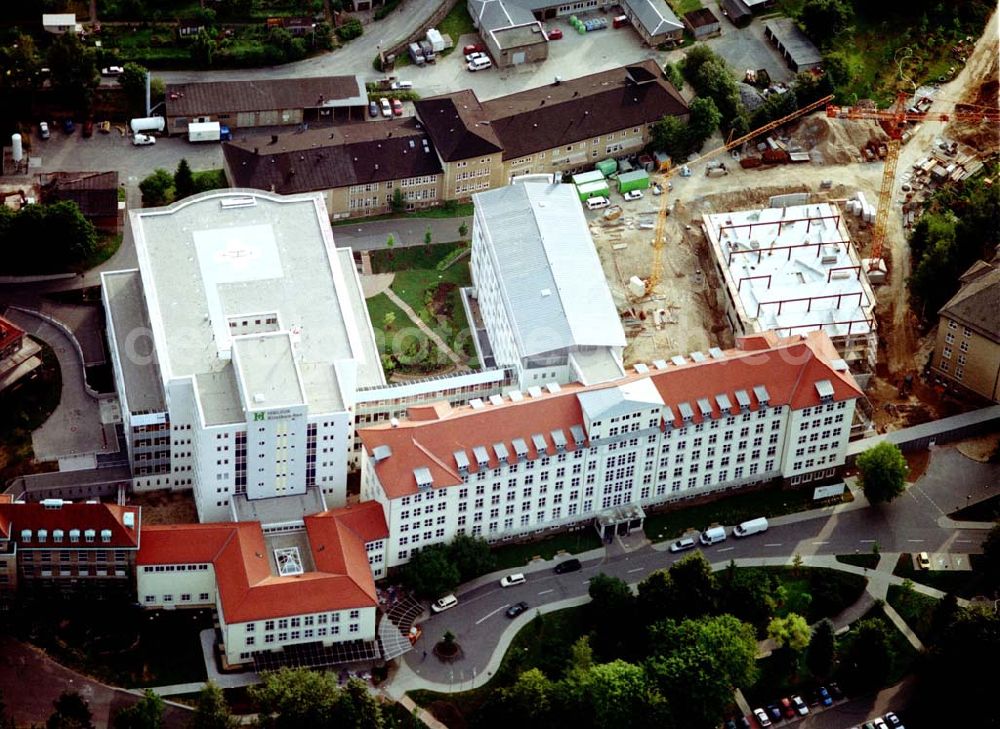 Aue / Vogtland from above - Erweiterungsbau am HELIOS Klinikum Aue (03771) 721323, Gartenstr. 6, 08280 Aue.