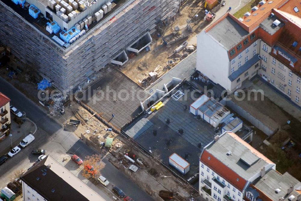 Aerial image Berlin - Lichtenberg - Blick auf den Erweiterungsbau am Krankenhaus Lichtenberg in der Fanningerstraße.