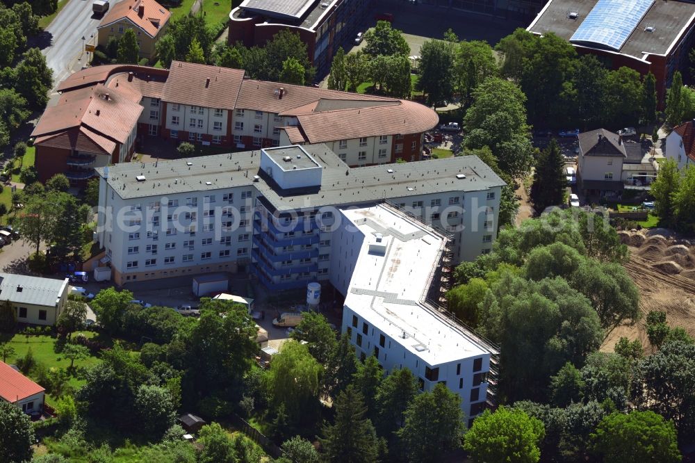 Bernau from above - Extension to the senior citizen center Regine Hildebrandt in Bernau in Brandenburg