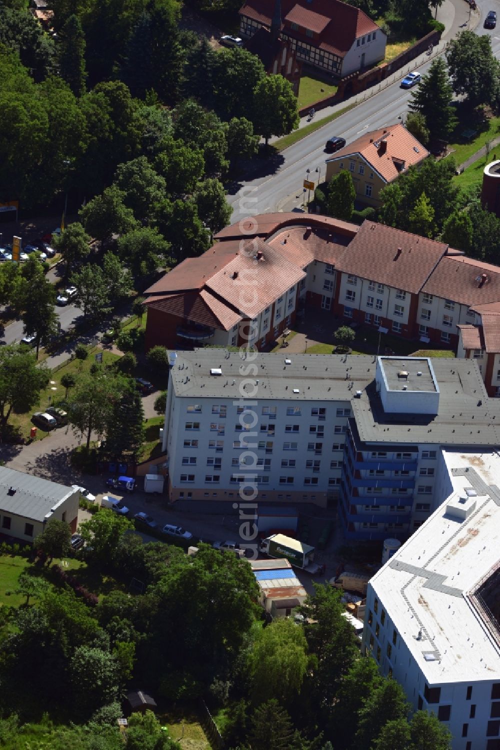 Bernau from above - Extension to the senior citizen center Regine Hildebrandt in Bernau in Brandenburg