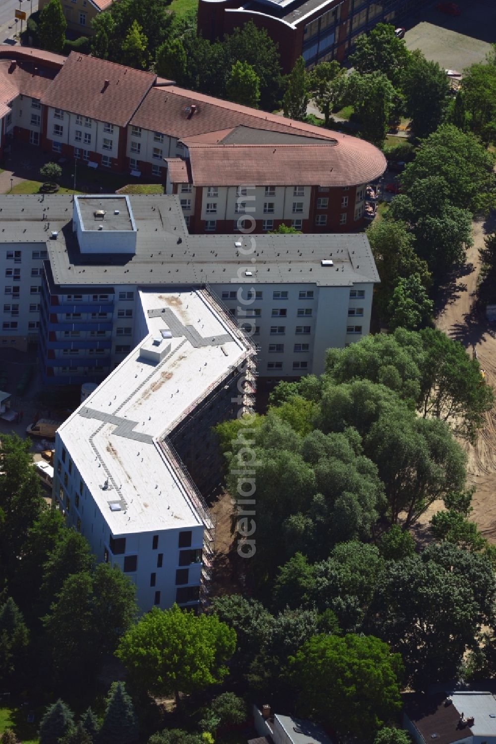 Bernau from the bird's eye view: Extension to the senior citizen center Regine Hildebrandt in Bernau in Brandenburg