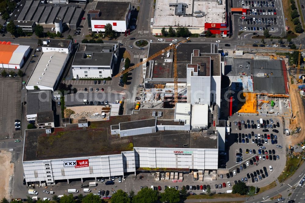 Aerial image Heilbronn - Construction of the building store - furniture market XXXLutz Bierstorfer Heilbronn on Neckargartacher Strasse in Heilbronn in the state Baden-Wurttemberg, Germany