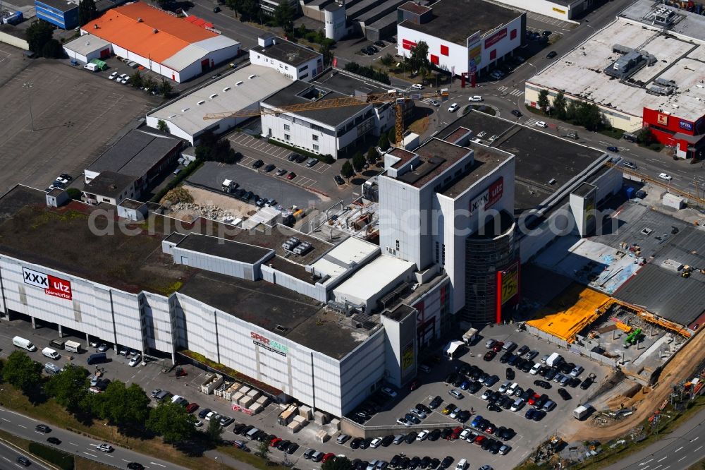 Heilbronn from the bird's eye view: Construction of the building store - furniture market XXXLutz Bierstorfer Heilbronn on Neckargartacher Strasse in Heilbronn in the state Baden-Wurttemberg, Germany