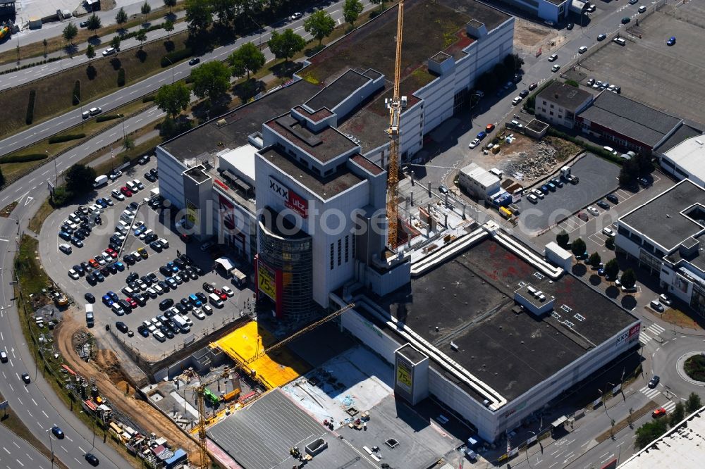 Aerial image Heilbronn - Construction of the building store - furniture market XXXLutz Bierstorfer Heilbronn on Neckargartacher Strasse in Heilbronn in the state Baden-Wurttemberg, Germany