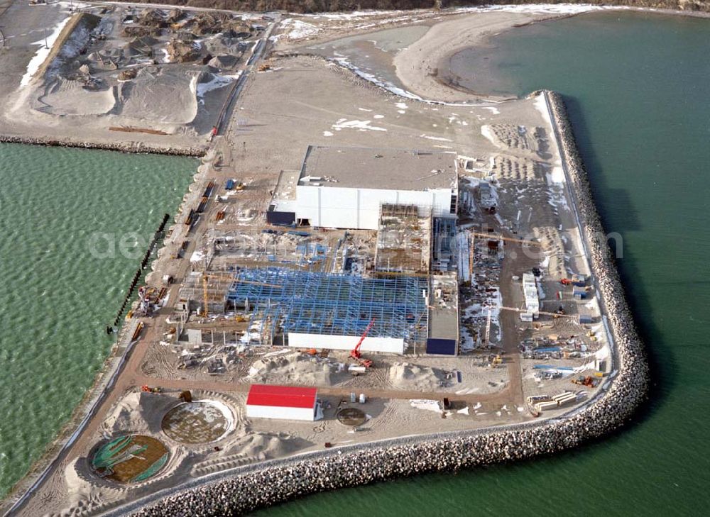 Aerial image Mukran / Rügen - MV - Erweiterungsbaustelle am Fährhafen Mukran bei Saßnitz auf der Insel Rügen.