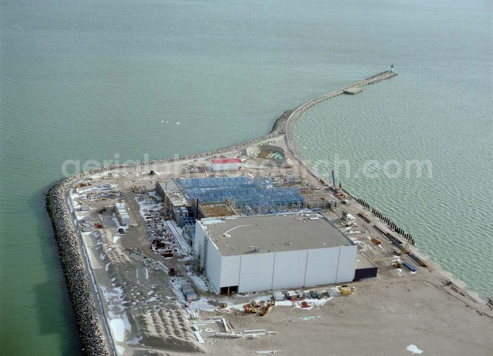 Aerial image Mukran / Rügen - MV - Erweiterungsbaustelle am Fährhafen Mukran bei Saßnitz auf der Insel Rügen.