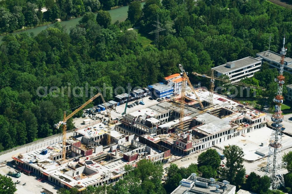 Aerial image München - Expansion site on the building complex of the transmitter Bayerischer Rundfunk in the district Freimann in Munich in the state Bavaria, Germany