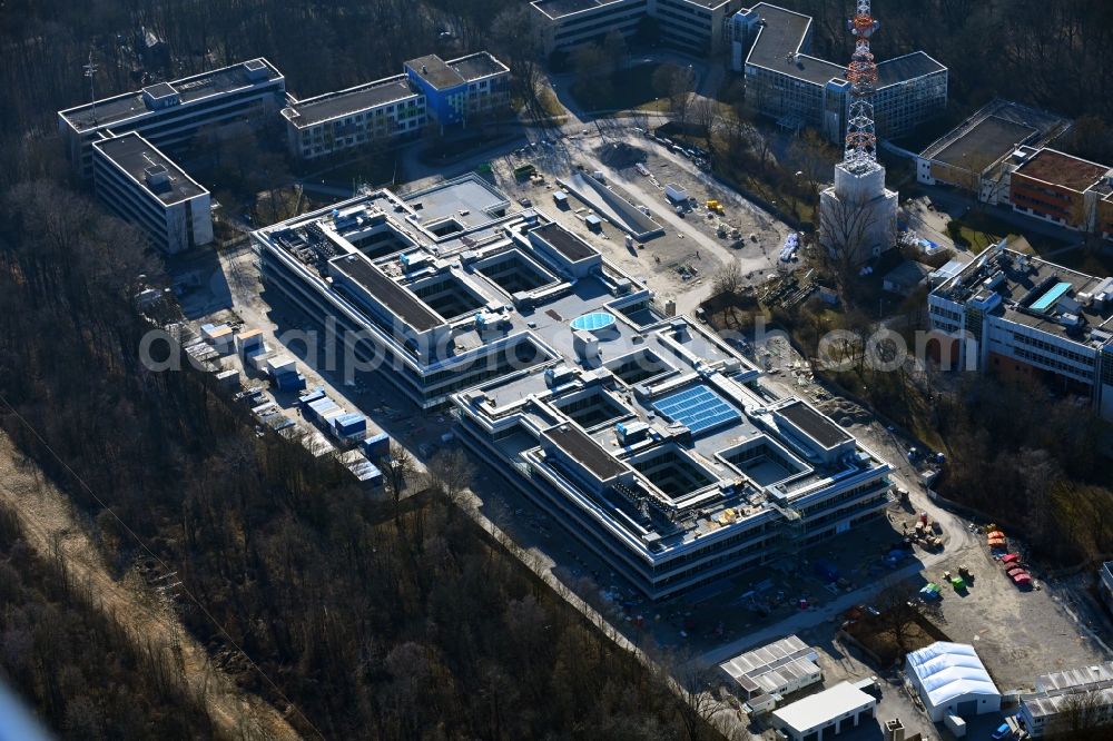 Aerial photograph München - Expansion site on the building complex of the transmitter Bayerischer Rundfunk in the district Freimann in Munich in the state Bavaria, Germany