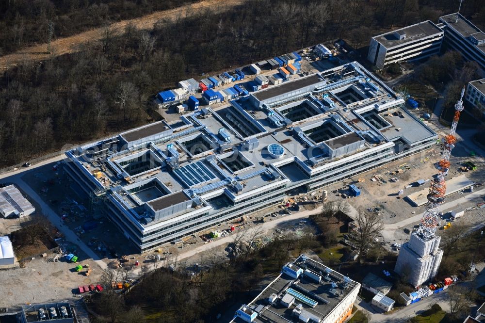 München from the bird's eye view: Expansion site on the building complex of the transmitter Bayerischer Rundfunk in the district Freimann in Munich in the state Bavaria, Germany