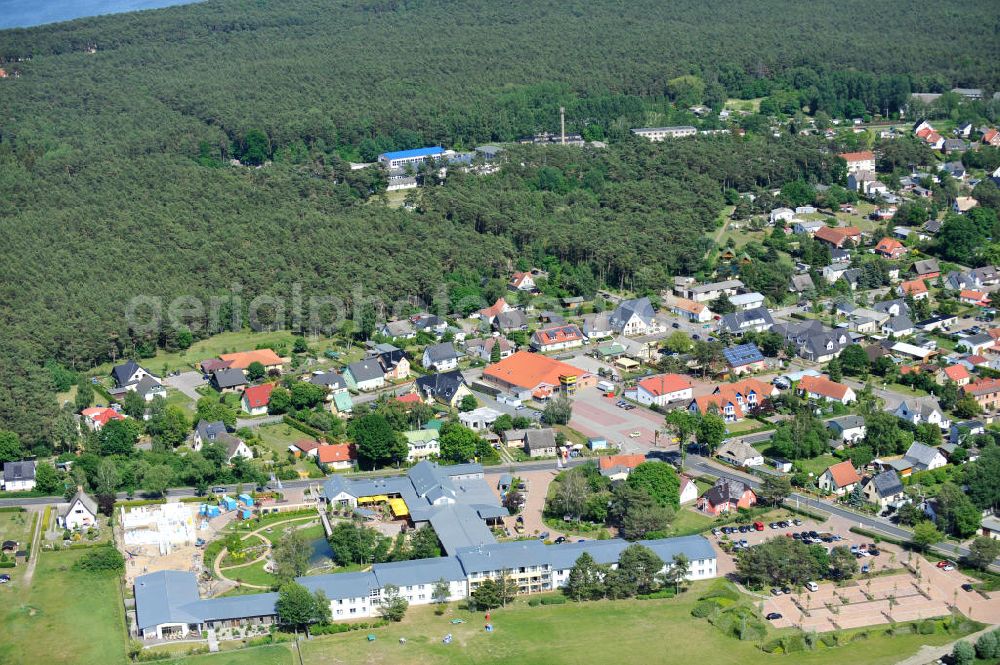 Trassenheide from above - Erweiterungsbaustelle am Hotel und Restaurant Seeklause in Trassenheide auf der Insel Usedom in Mecklenburg - Vorpommern. Extension site at the hotel and restaurant in Seeklause Trassenheide on the island of Usedom in Mecklenburg - Western Pomerania.