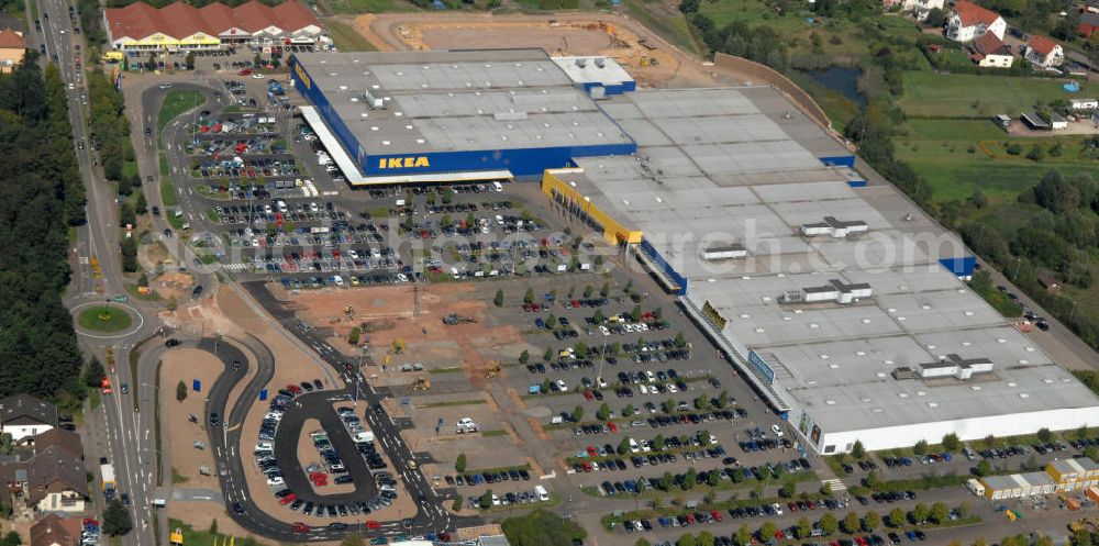 Saarlouis - Lisdorf from above - Blick auf die Erweiterungsbaustelle am IKEA Einrichtungshaus Saarlouis - Lisdorf. The Extension site at IKEA store in Saarlouis.