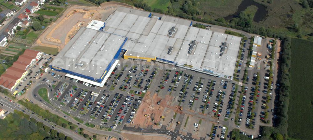 Saarlouis - Lisdorf from above - Blick auf die Erweiterungsbaustelle am IKEA Einrichtungshaus Saarlouis - Lisdorf. The Extension site at IKEA store in Saarlouis.