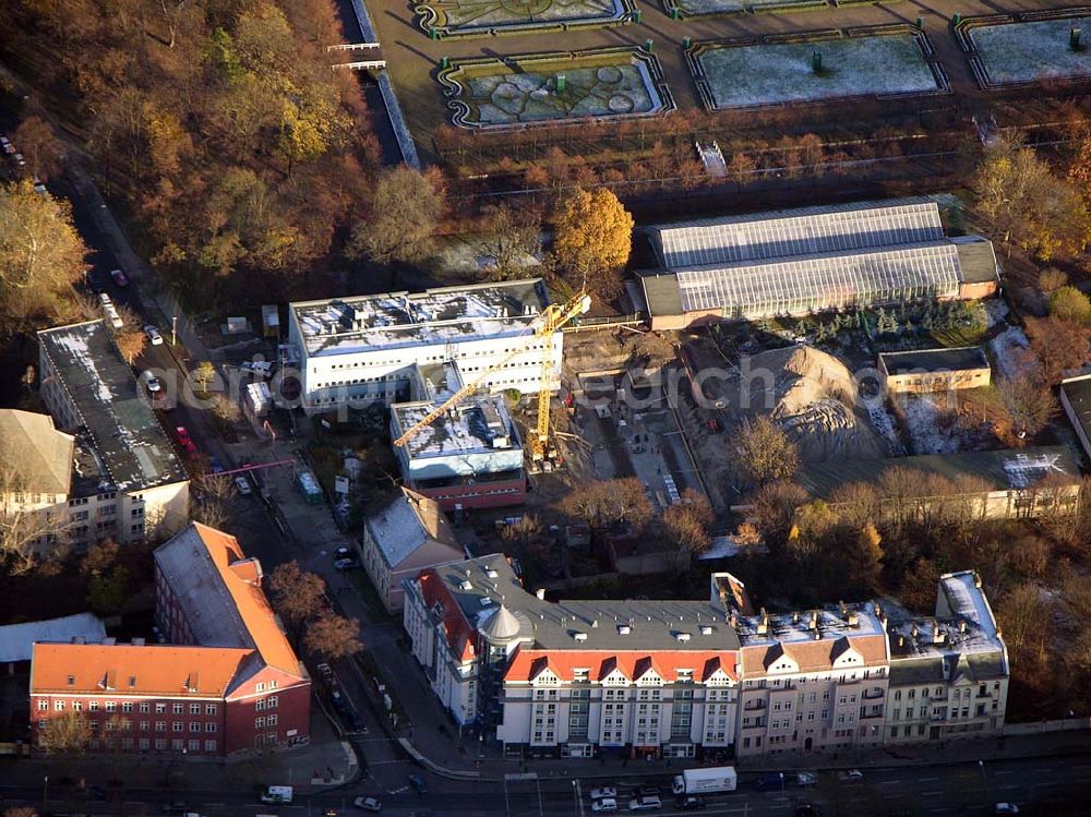 Berlin-Lichtenberg from above - 19.11.2004, Berlin/Lichtenberg Erweiterungsbaustelle am Institut für Zoo- und Wildtierforschung an der Alfred-Kowalke-Strasse 17 10315 Berlin Ansprechpartner:Frau Kruegel,Prof.Dr.Heribert Hoffer(Institutsleiter),Jutta Wisser(PARS)Telefon:030/5168102 e-mail:biblio@izw-berlin.de kruegel@izw-berlin.de