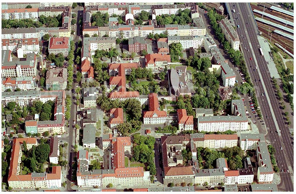 Berlin Lichtenberg from above - Erweiterungsbaustelle Krankenhaus Lichtenberg