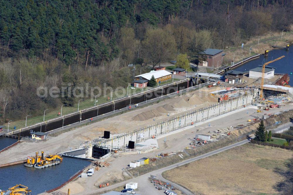 Aerial image Wusterwitz - View of the construction site of the expansion lock Wusterwitz