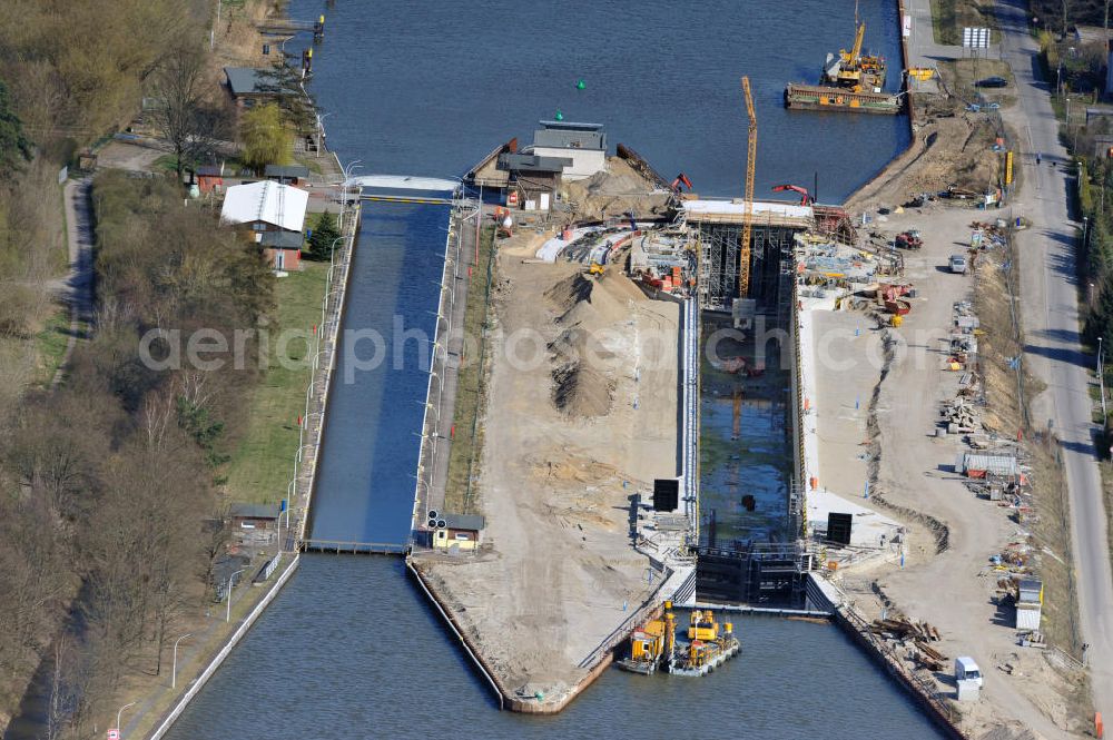 Wusterwitz from above - View of the construction site of the expansion lock Wusterwitz