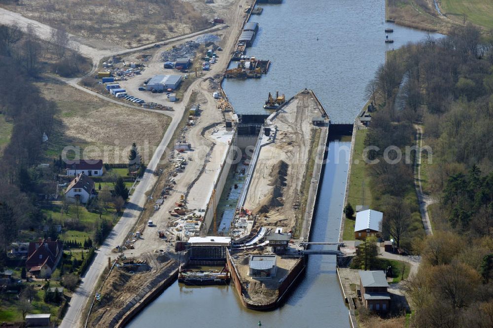 Aerial photograph Wusterwitz - View of the construction site of the expansion lock Wusterwitz