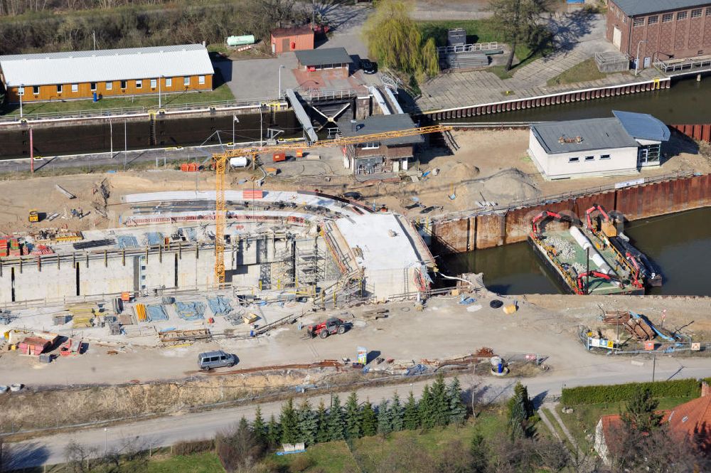 Aerial image Wusterwitz - View of the construction site of the expansion lock Wusterwitz