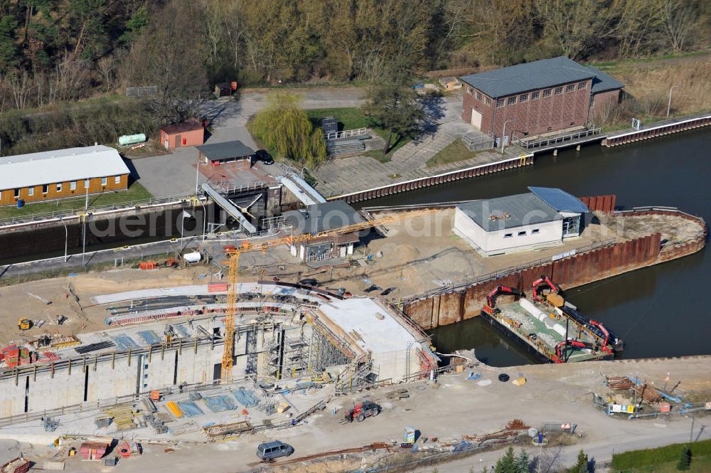 Aerial photograph Wusterwitz - View of the construction site of the expansion lock Wusterwitz