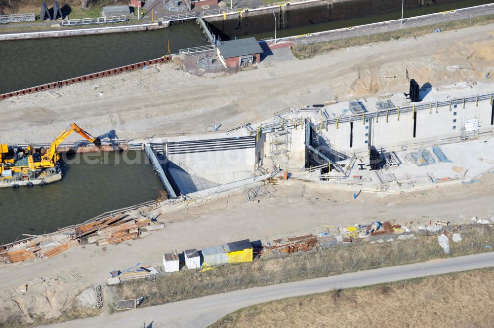 Wusterwitz from above - View of the construction site of the expansion lock Wusterwitz