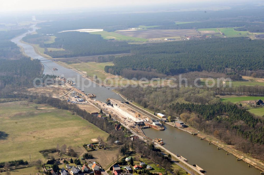 Aerial image Wusterwitz - View of the construction site of the expansion lock Wusterwitz