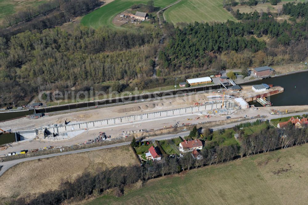 Aerial photograph Wusterwitz - View of the construction site of the expansion lock Wusterwitz