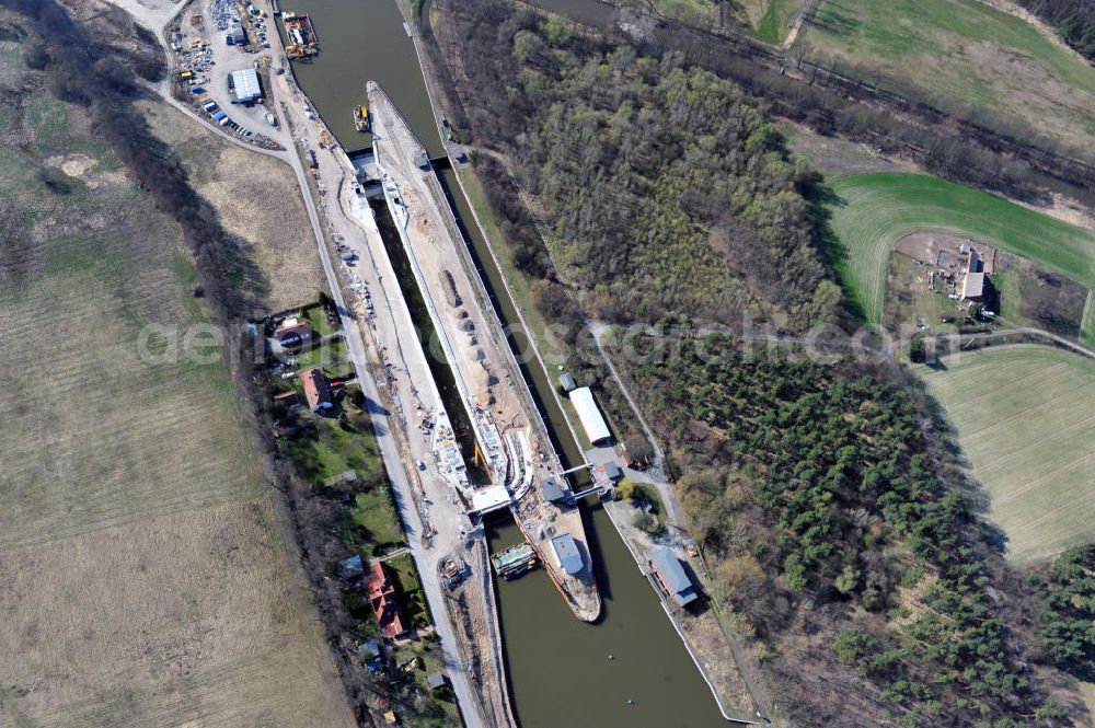 Wusterwitz from above - View of the construction site of the expansion lock Wusterwitz