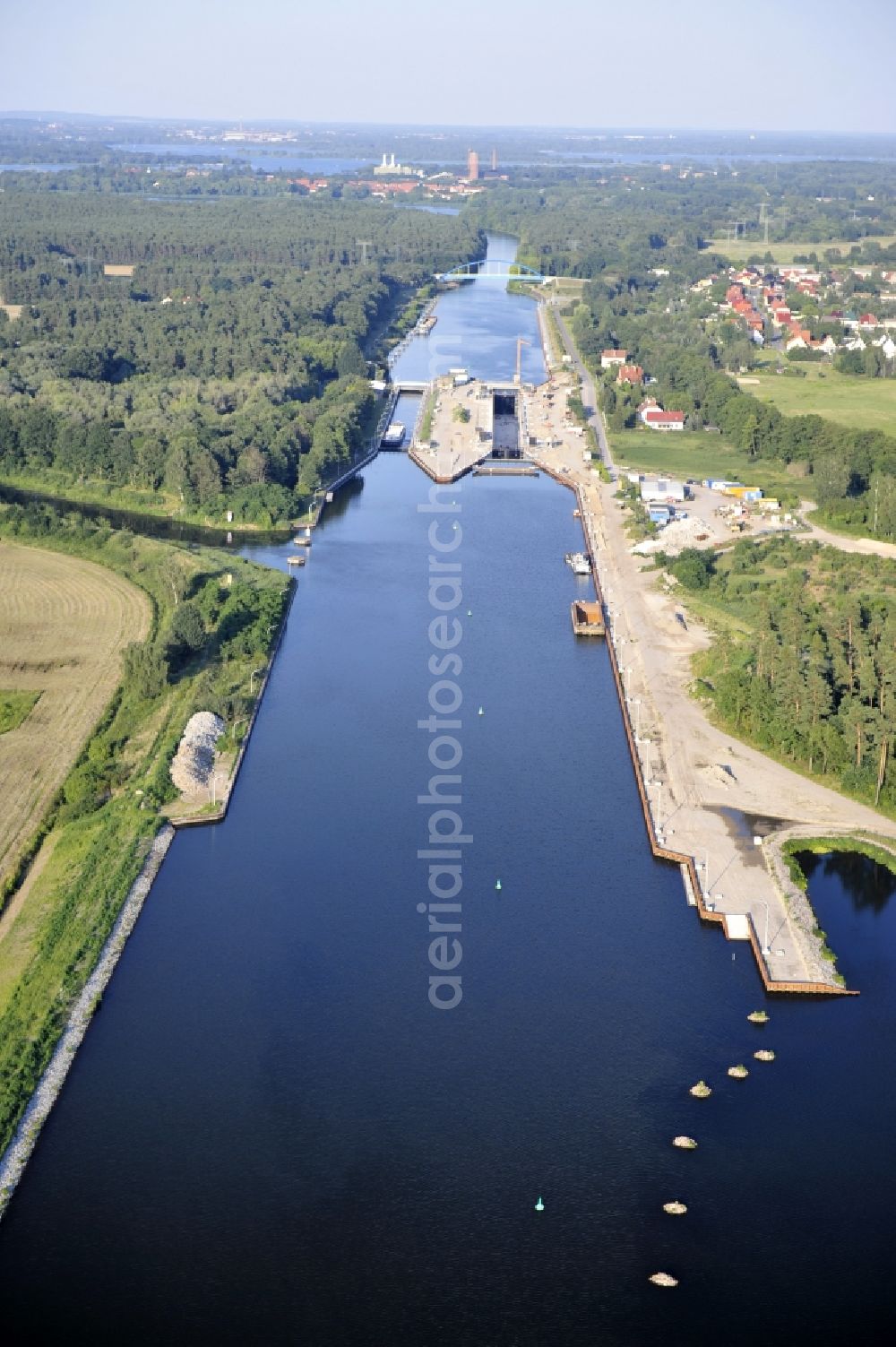 Wusterwitz from above - View of the construction site of the expansion lock Wusterwitz