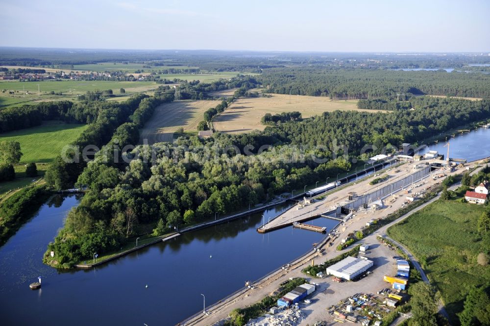 Aerial image Wusterwitz - View of the construction site of the expansion lock Wusterwitz