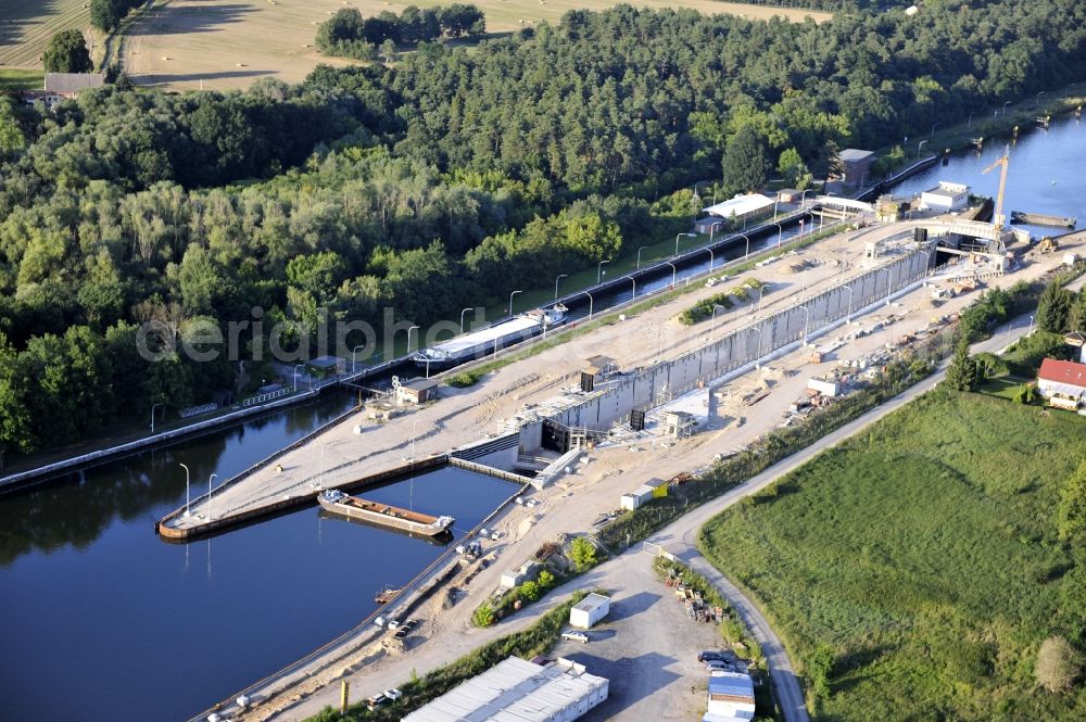 Aerial photograph Wusterwitz - View of the construction site of the expansion lock Wusterwitz