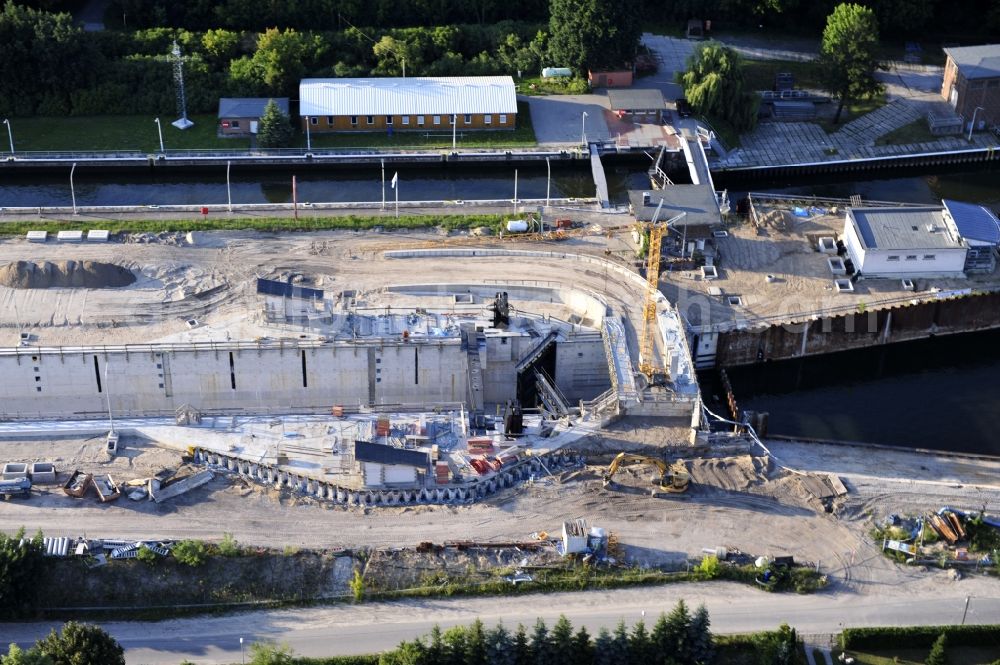 Wusterwitz from above - View of the construction site of the expansion lock Wusterwitz