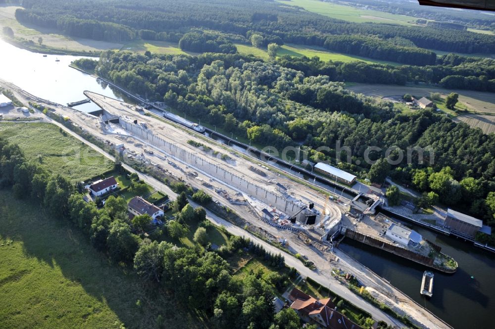 Aerial image Wusterwitz - View of the construction site of the expansion lock Wusterwitz