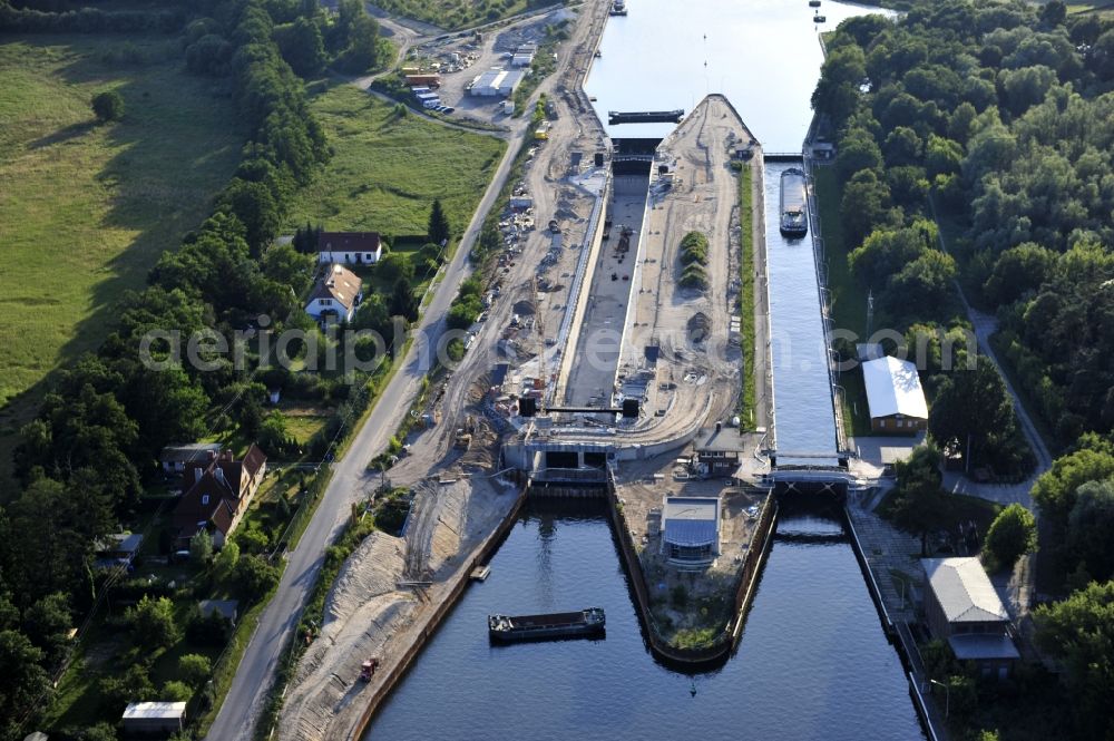 Aerial photograph Wusterwitz - View of the construction site of the expansion lock Wusterwitz