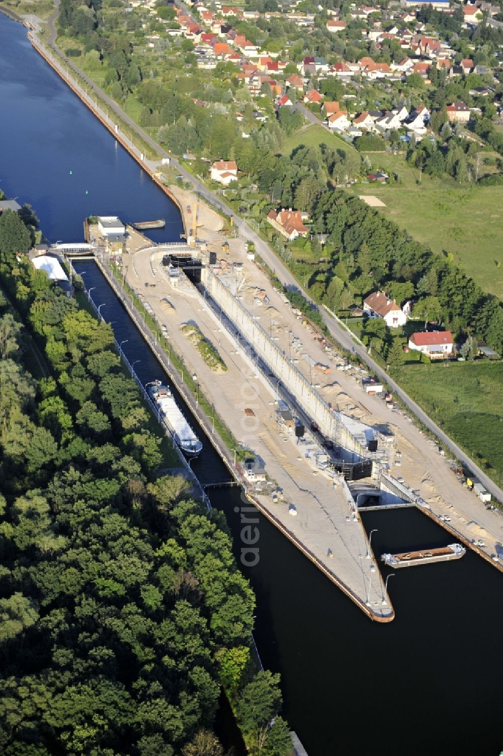 Aerial image Wusterwitz - View of the construction site of the expansion lock Wusterwitz