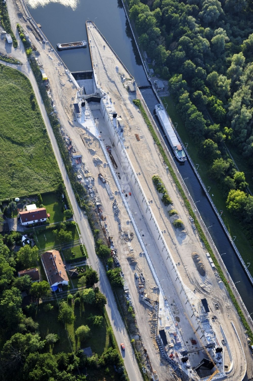 Aerial photograph Wusterwitz - View of the construction site of the expansion lock Wusterwitz