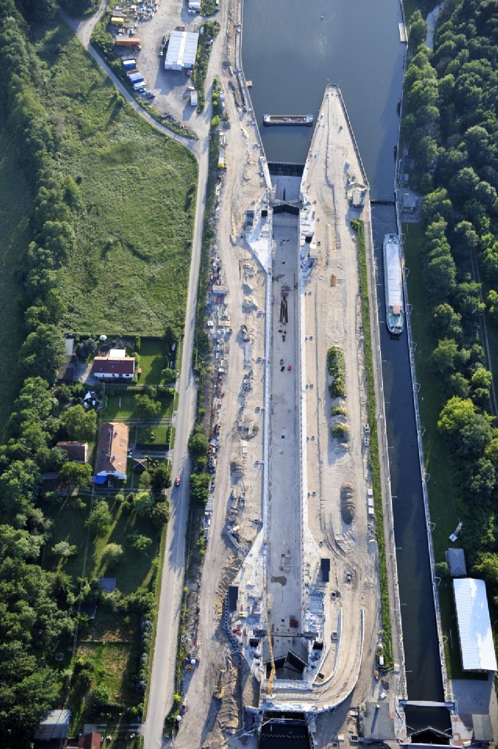 Wusterwitz from above - View of the construction site of the expansion lock Wusterwitz