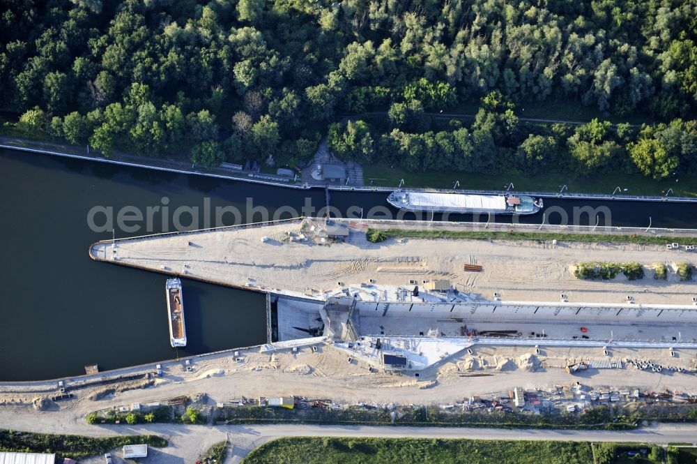 Aerial photograph Wusterwitz - View of the construction site of the expansion lock Wusterwitz