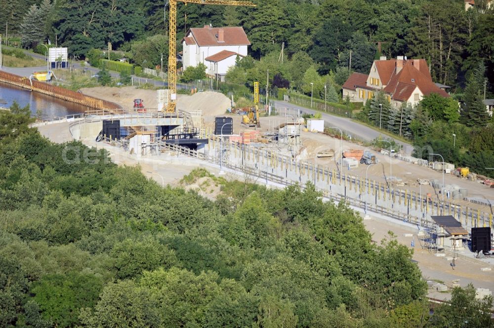 Wusterwitz from above - View of the construction site of the expansion lock Wusterwitz